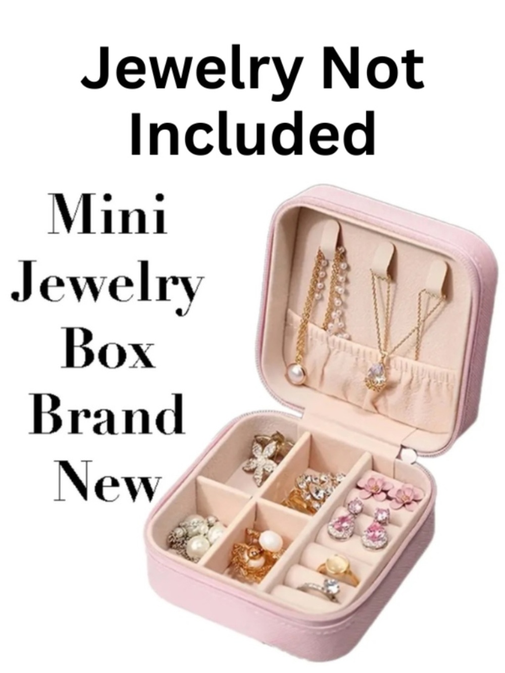 Pink Small PU Leather Jewelry Organizer Box -- Multiple Sections - Zipper - NWT - Picture 1 of 5